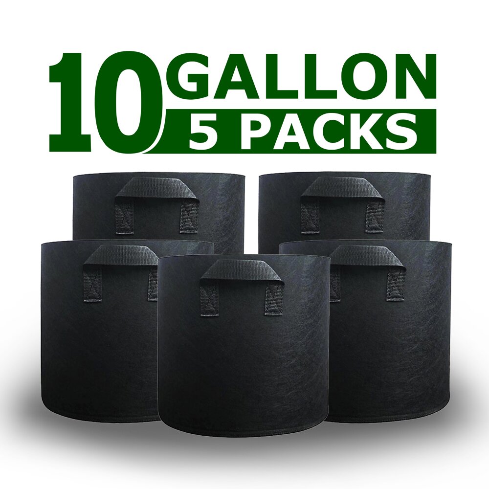 10 GALLON FABRIC GROW POT PLANT CONTAINER (5 PACKS)