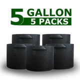 5 GALLON FABRIC GROW POT PLANT CONTAINER (5 PACKS)