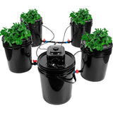 DWC Hydroponic System, Multi Barrel Hydroponic Machine, 5 Gallon Hydroponic Bucket System (4 Bucket + Reservoir Kit)